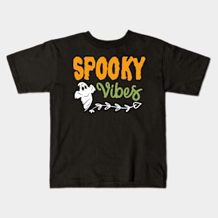 Ghost Design Halloween Tee Spooky Vibes Halloween Party Kids T-Shirt